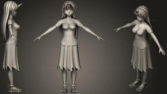 Статуэтки девушки (Юуги Хошигума, STKGL_0412) 3D модель для ЧПУ станка
